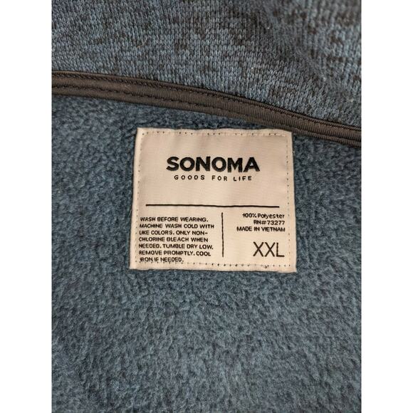 Sonoma 1/4 Zip Polyester Sweatshirt Size XXL 2XL Blue & Brown Pullover - Picture 3 of 5